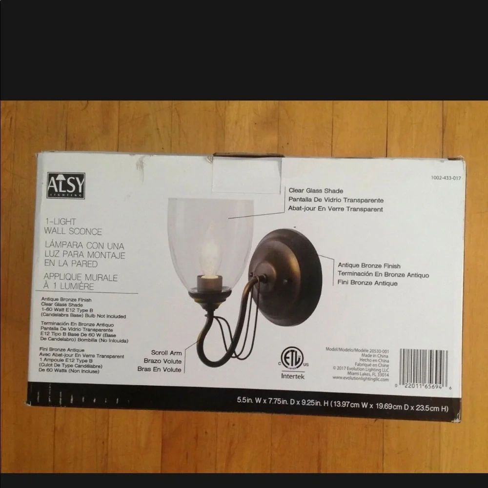 Alsy Lighting 1-Light Antique Bronze Finish Wall Sconce 7 X 14 X 9